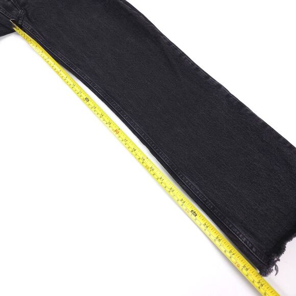 ABERCROMBIE Dad High Rise Raw Hem Crossover Jeans Clean Girl Minimal Y2k Black - Picture 4 of 9